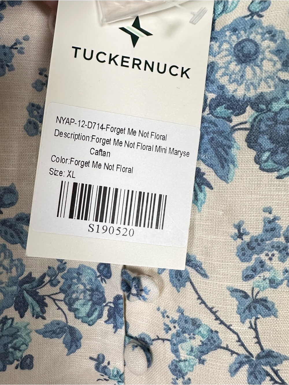 TUCKERNUCK Forget Me Not Floral Cotton Linen Mini Maryse Caftan - Picture 5 of 9